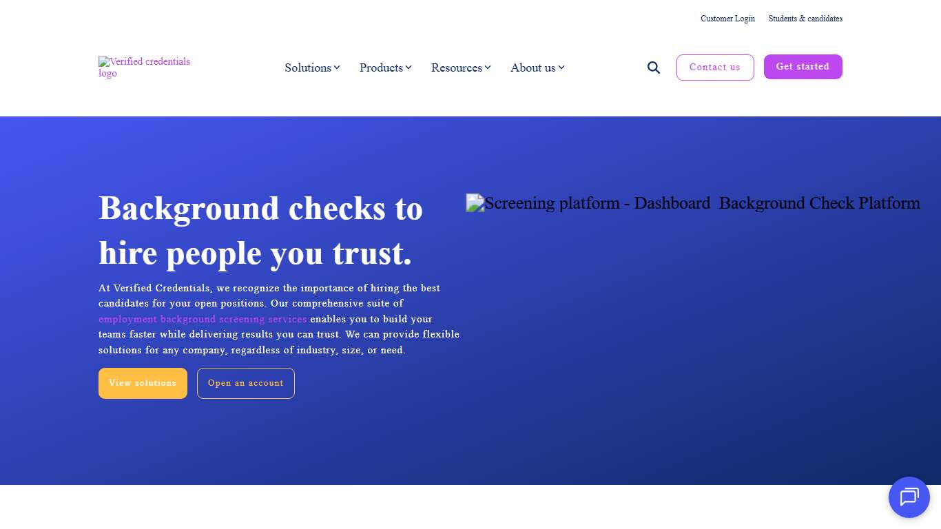 Verified Credentials Trusted Background Screening